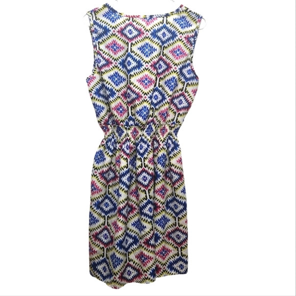 Colorful Pink Blue Geometric Tribal Print Women's XXL Dress Lightweight Fun - Picture 3 of 5